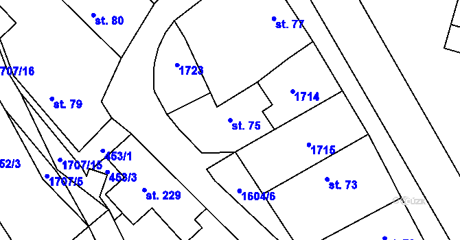 Parcela st. 75 v KÚ Košík, Katastrální mapa