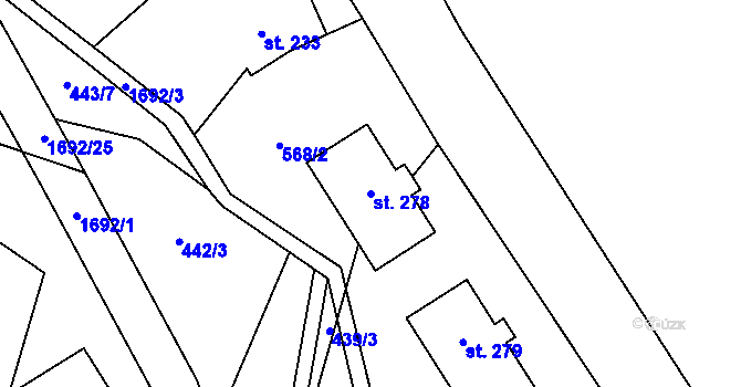 Parcela st. 278 v KÚ Košík, Katastrální mapa