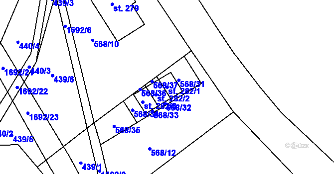 Parcela st. 282/1 v KÚ Košík, Katastrální mapa