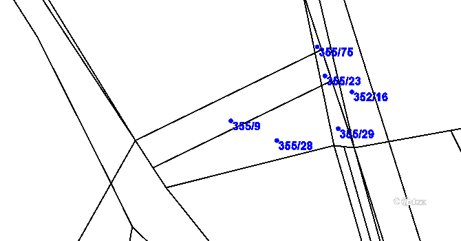 Parcela st. 355/9 v KÚ Košík, Katastrální mapa