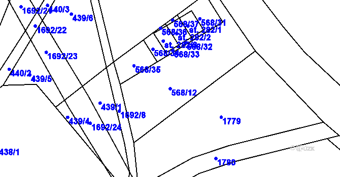 Parcela st. 568/12 v KÚ Košík, Katastrální mapa