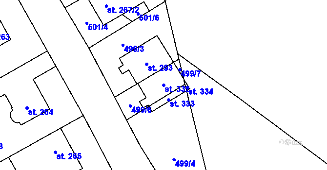 Parcela st. 332 v KÚ Košík, Katastrální mapa