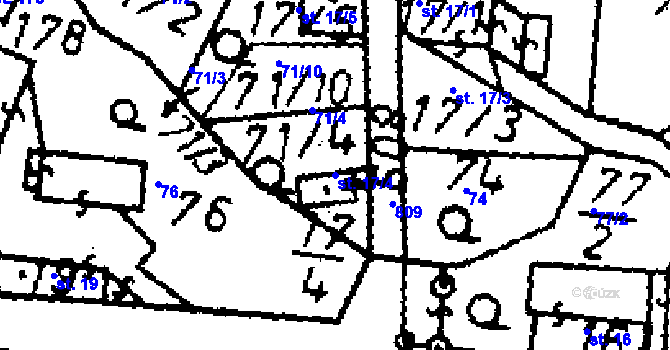 Parcela st. 17/4 v KÚ Seletice, Katastrální mapa