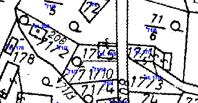 Parcela st. 17/5 v KÚ Seletice, Katastrální mapa