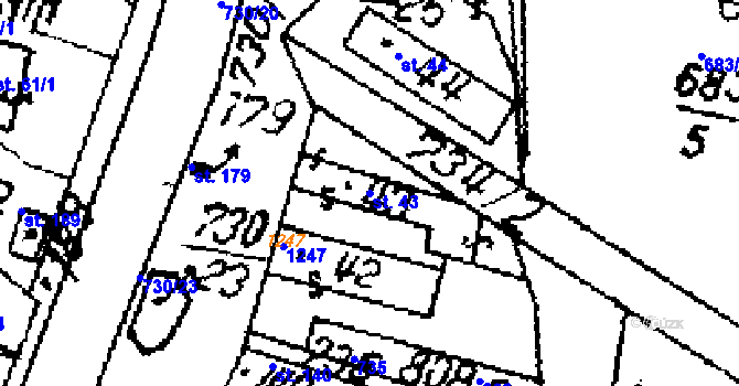 Parcela st. 43 v KÚ Seletice, Katastrální mapa