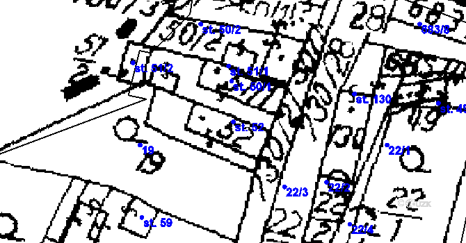 Parcela st. 52 v KÚ Seletice, Katastrální mapa
