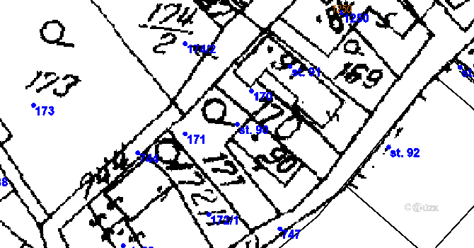 Parcela st. 90 v KÚ Seletice, Katastrální mapa