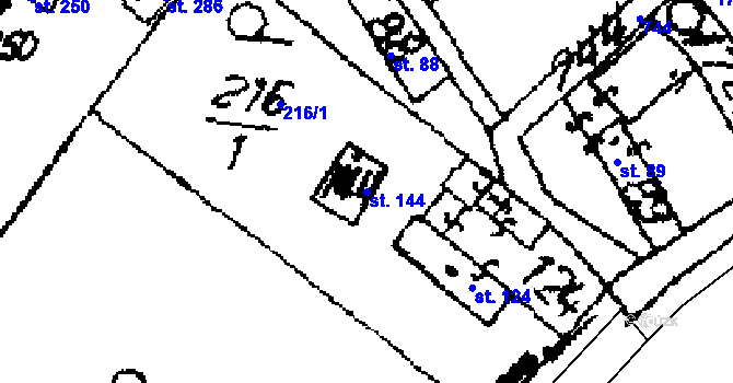 Parcela st. 144 v KÚ Seletice, Katastrální mapa