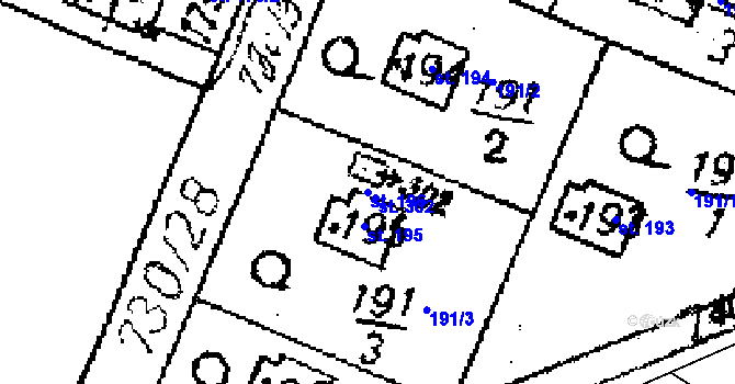 Parcela st. 196 v KÚ Seletice, Katastrální mapa