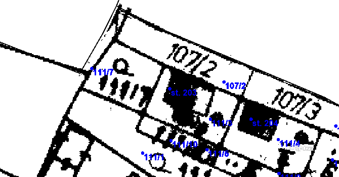 Parcela st. 203 v KÚ Seletice, Katastrální mapa