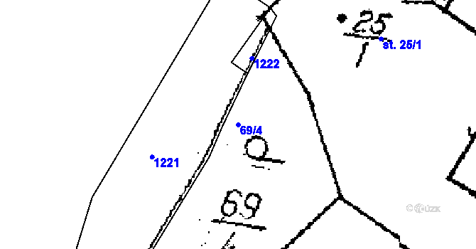 Parcela st. 69/4 v KÚ Seletice, Katastrální mapa