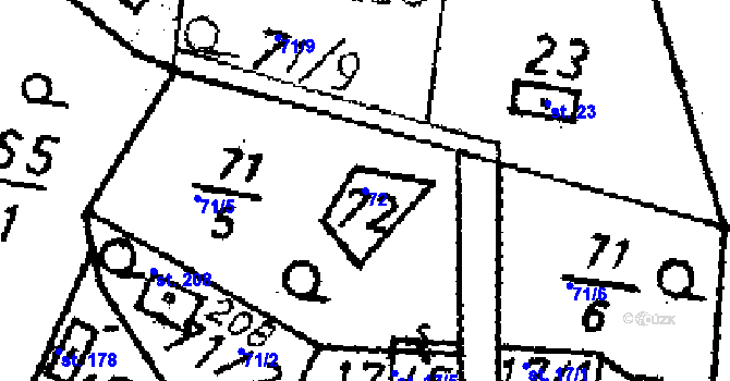 Parcela st. 72 v KÚ Seletice, Katastrální mapa