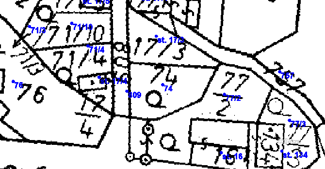 Parcela st. 74 v KÚ Seletice, Katastrální mapa