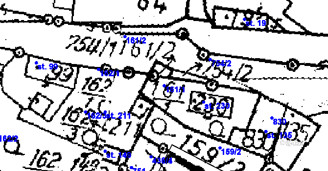 Parcela st. 161/1 v KÚ Seletice, Katastrální mapa