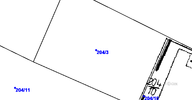 Parcela st. 204/3 v KÚ Seletice, Katastrální mapa