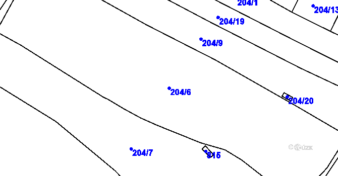 Parcela st. 204/6 v KÚ Seletice, Katastrální mapa