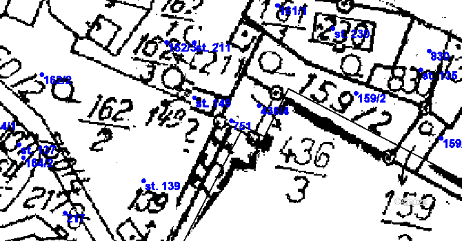 Parcela st. 751 v KÚ Seletice, Katastrální mapa