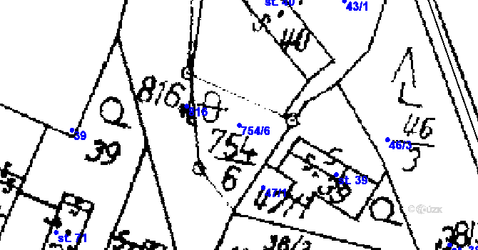 Parcela st. 754/6 v KÚ Seletice, Katastrální mapa