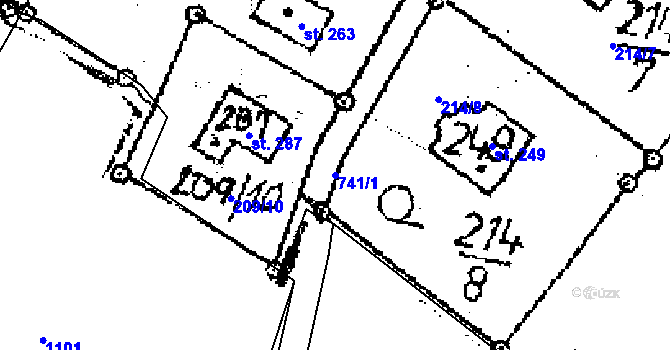 Parcela st. 741/1 v KÚ Seletice, Katastrální mapa