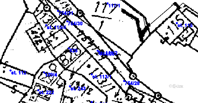 Parcela st. 754/29 v KÚ Seletice, Katastrální mapa