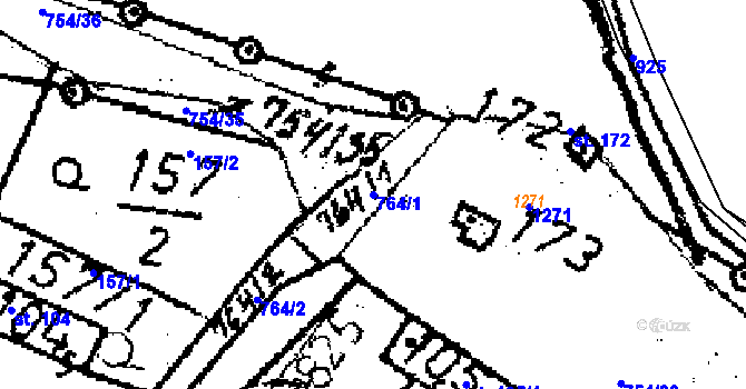 Parcela st. 764/1 v KÚ Seletice, Katastrální mapa