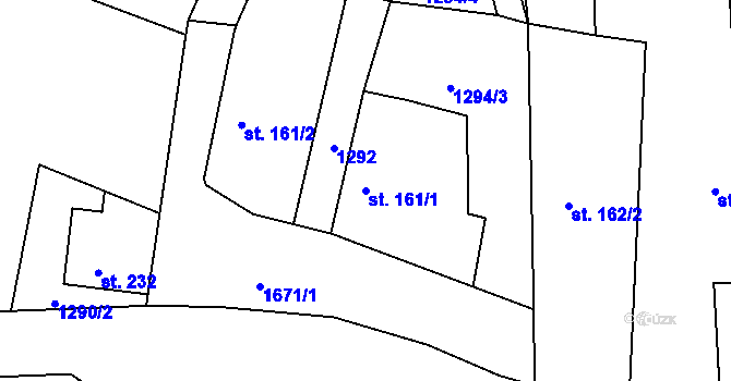 Parcela st. 161/1 v KÚ Sovolusky u Košíku, Katastrální mapa