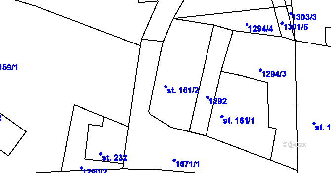 Parcela st. 161/2 v KÚ Sovolusky u Košíku, Katastrální mapa