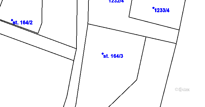 Parcela st. 164/3 v KÚ Sovolusky u Košíku, Katastrální mapa