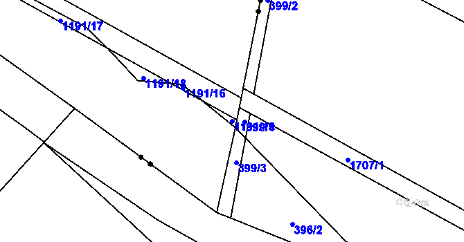 Parcela st. 1191/19 v KÚ Sovolusky u Košíku, Katastrální mapa