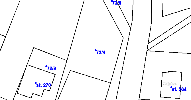 Parcela st. 72/4 v KÚ Tuchom, Katastrální mapa
