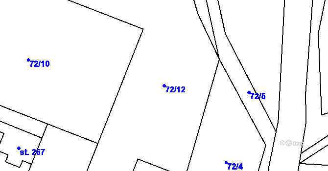 Parcela st. 72/12 v KÚ Tuchom, Katastrální mapa