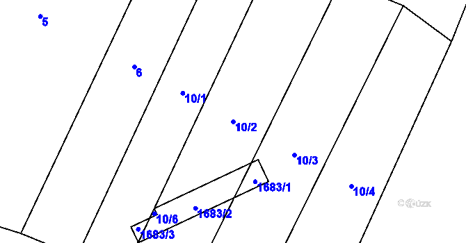 Parcela st. 10/2 v KÚ Tuchom, Katastrální mapa
