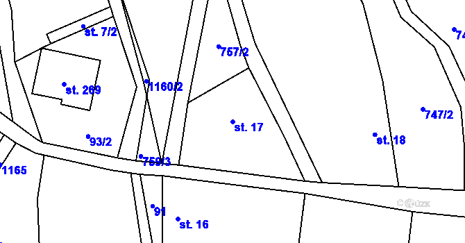 Parcela st. 17 v KÚ Košíky, Katastrální mapa