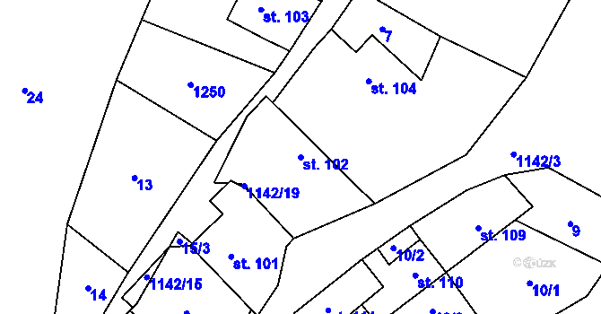 Parcela st. 102 v KÚ Košíky, Katastrální mapa