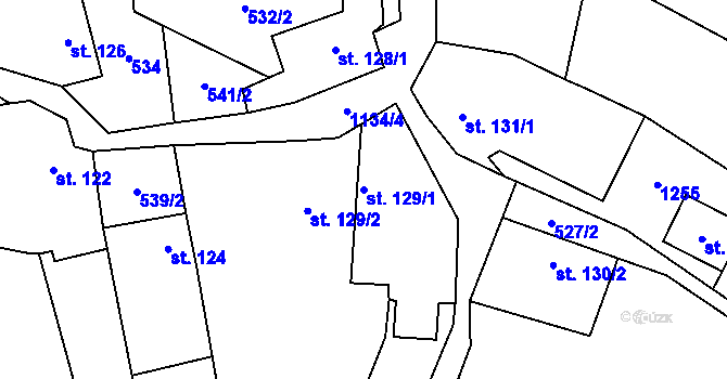 Parcela st. 129/1 v KÚ Košíky, Katastrální mapa