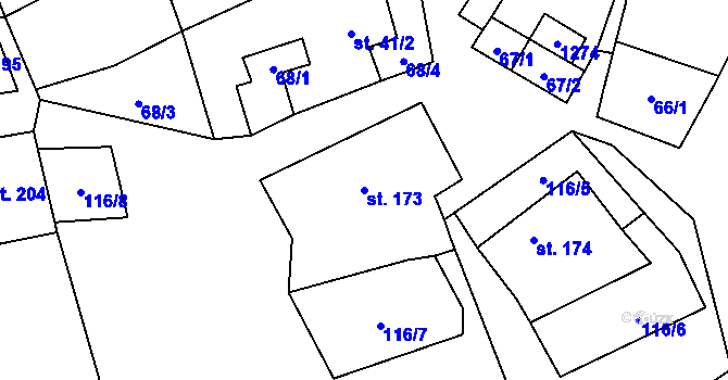 Parcela st. 173 v KÚ Košíky, Katastrální mapa