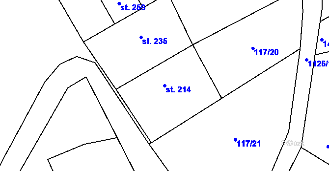 Parcela st. 214 v KÚ Košíky, Katastrální mapa