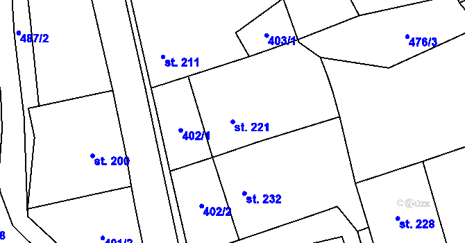 Parcela st. 221 v KÚ Košíky, Katastrální mapa