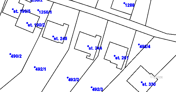 Parcela st. 244 v KÚ Košíky, Katastrální mapa