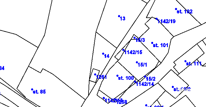Parcela st. 14 v KÚ Košíky, Katastrální mapa