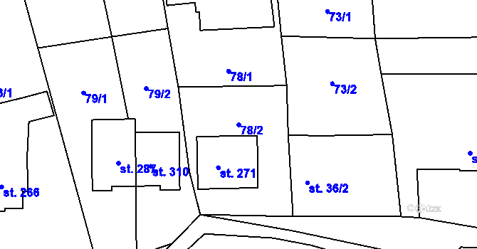 Parcela st. 78/2 v KÚ Košíky, Katastrální mapa