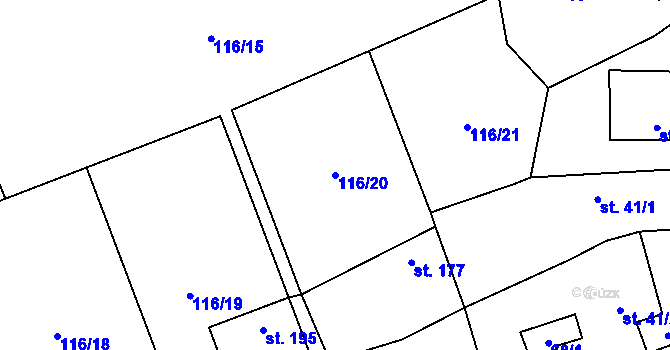 Parcela st. 116/20 v KÚ Košíky, Katastrální mapa