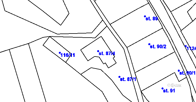 Parcela st. 87/4 v KÚ Košíky, Katastrální mapa