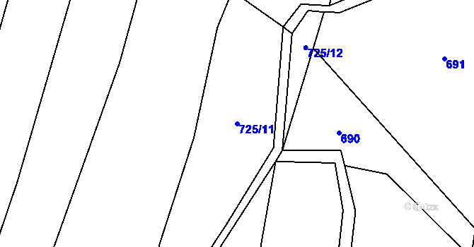 Parcela st. 725/11 v KÚ Košíky, Katastrální mapa