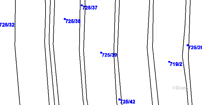 Parcela st. 725/39 v KÚ Košíky, Katastrální mapa