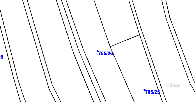 Parcela st. 755/26 v KÚ Košíky, Katastrální mapa