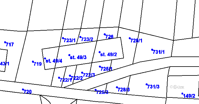 Parcela st. 49/2 v KÚ Košín, Katastrální mapa