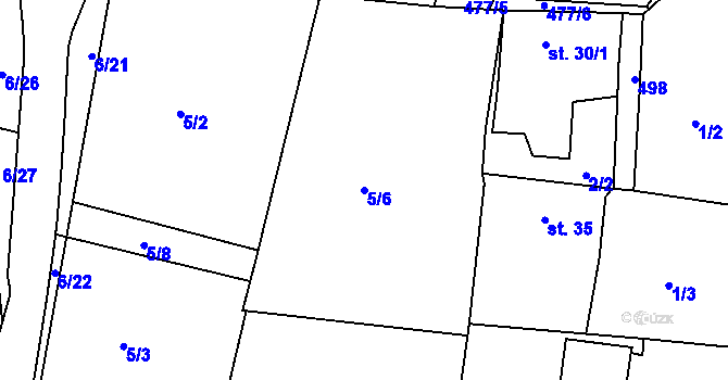 Parcela st. 5/6 v KÚ Košín, Katastrální mapa