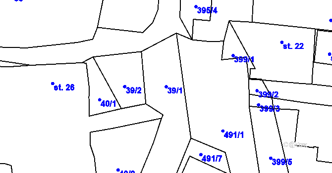 Parcela st. 39/1 v KÚ Košín, Katastrální mapa
