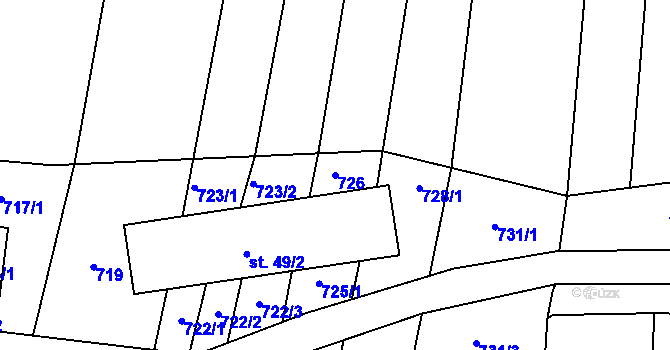 Parcela st. 726 v KÚ Košín, Katastrální mapa